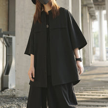 Load image into Gallery viewer, Collarless Thin Loose Short-sleeved Shirt