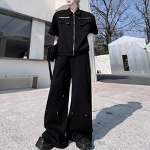 Load image into Gallery viewer, Lapel Multi-Pocket Jacket Casual Pants Solid Color Two-Piece Set