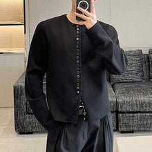 Load image into Gallery viewer, Round Neck Cardigan Sweatshirt with A Row of Buttons