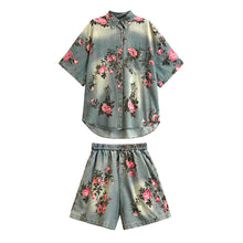 Load image into Gallery viewer, Floral Denim Retro Casual Suit