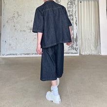 Load image into Gallery viewer, Lapel Short-sleeved Denim Suit