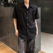 Load image into Gallery viewer, Metal Buckle Deconstructed Padded Shoulder Short Sleeve