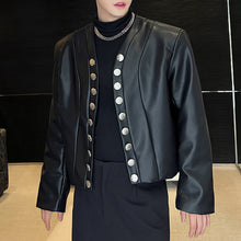 Load image into Gallery viewer, V-neck Cardigan PU Leather Jacket