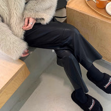 Load image into Gallery viewer, Soft Simulated Sheepskin Straight PU Leather Pants