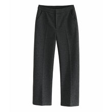 Load image into Gallery viewer, Straight Herringbone Wool Cropped Trousers