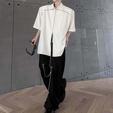 Load image into Gallery viewer, Double Zipper Shoulder Pads Short Sleeve Shirt