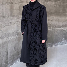 Load image into Gallery viewer, Winter Woolen Jacquard Stitching Stand Collar Trench Coat