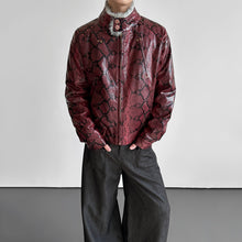 Load image into Gallery viewer, Python-textured Cotton Leather Jacket