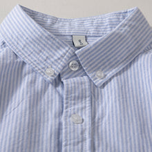 Load image into Gallery viewer, Blue Striped Cotton Loose Casual T-shirt