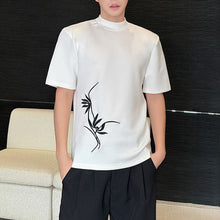 Load image into Gallery viewer, Half Turtleneck Slim Fit Embroidered Casual T-shirt