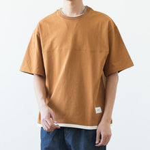 Load image into Gallery viewer, Japanese Loose Drop Shoulder Fake Two Piece T-shirt