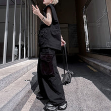 Load image into Gallery viewer, Japanese Retro Stand Collar Vest Wide Leg Loose Trousers Two-piece Set