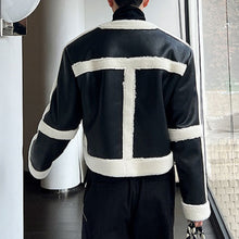 Load image into Gallery viewer, Winter PU Leather Contrast Stitching Short Jacket