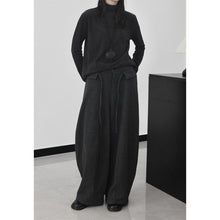 Load image into Gallery viewer, Striped Gray Loose High-waisted Thick Fleece Lining Pants