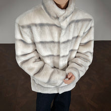 Load image into Gallery viewer, Stripe Warm Artificial Fur Cotton-padded Jacket