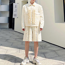 Load image into Gallery viewer, Wood Ear Trim Jacket Shorts Two-Piece Set