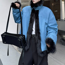 Load image into Gallery viewer, Reversible Deconstructed Leather Paneled Faux Fur Coat