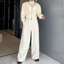 Load image into Gallery viewer, Retro Knit Cropped Sweater Wide-Leg Trousers Two-Piece Set