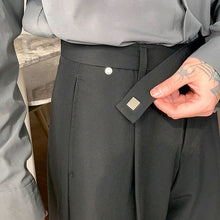 Load image into Gallery viewer, Diagonal Waist Tie Straight Suit Pants
