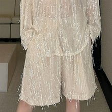 Load image into Gallery viewer, Summer Stage Tassels Sequins Tops Shorts Suits
