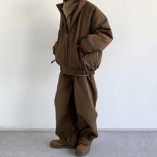 Load image into Gallery viewer, Retro Coffee Vertical Striped Cotton Coat