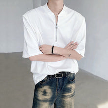 Load image into Gallery viewer, Stand Collar Zipper Casual T-shirt