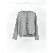 Load image into Gallery viewer, Women's Curved Hem Crew Neck Loose Knit Cardigan Sweater