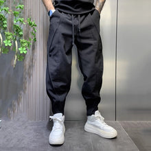 Load image into Gallery viewer, Black Wide Leg Sports Harem Pants