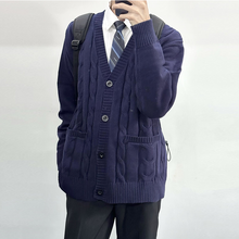 Load image into Gallery viewer, Black DK Uniform Long Sleeve Cardigan Sweater