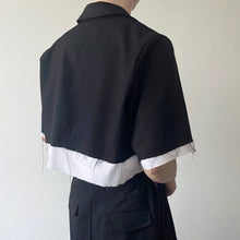 Load image into Gallery viewer, Summer Raw Edge Contrasting Color Super Short Blazer