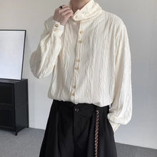 Load image into Gallery viewer, Textured Pleated High Collar Shirt