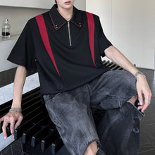 Load image into Gallery viewer, Padded Shoulder Contrast Color Stitching POLO Shirt