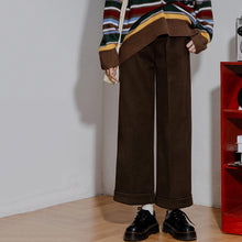 Load image into Gallery viewer, Vintage Rolled Hem Fur High Waist Straight Pants