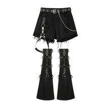 Load image into Gallery viewer, High Waist Frayed Jeans Leather Buckle Flared Pantyhose