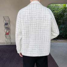 Load image into Gallery viewer, Double Breasted Lapel Plaid Blazer
