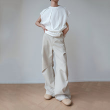 Load image into Gallery viewer, Pleated Paneled Silhouette Straight-leg Trousers