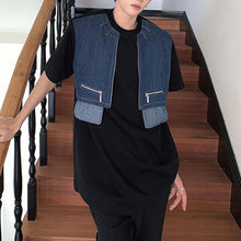 Load image into Gallery viewer, Spliced Shoulder Padded Loose T-shirt