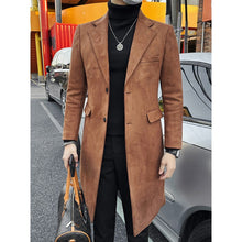 Load image into Gallery viewer, Suede Wool Mid-length Trench Coat