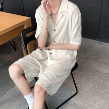 Load image into Gallery viewer, Vintage Cotton Linen Shirt Shorts Two-Piece Set