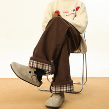 Load image into Gallery viewer, American Style Rolled Hem Corduroy Straight Casual Pants