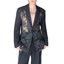 Load image into Gallery viewer, Jacquard Sheer Blazer and Straight Trousers Two-piece Suit
