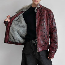 Load image into Gallery viewer, Python-textured Cotton Leather Jacket
