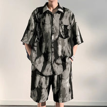 Load image into Gallery viewer, Summer Thin Ice Silk Drape Casual Shirt Loose Shorts Two-piece Set
