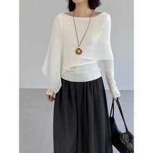 Load image into Gallery viewer, Women's Asymmetrical Knit Cape Overlay Layered Long Sleeve Shirt