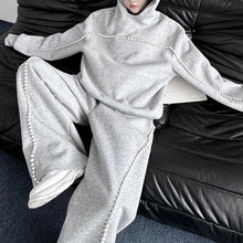 Load image into Gallery viewer, Hand-beaded Hooded Sweatshirt and Wide-leg Pants Casual Suit