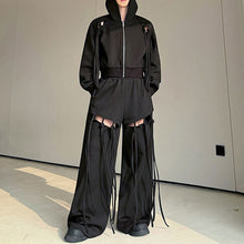 Load image into Gallery viewer, Hollow Strap Hooded Sweatshirt Two-Piece Set