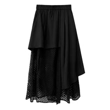 Load image into Gallery viewer, Women's Asymmetric Vest Shirt Mesh Patchwork Skirt Two-piece Set