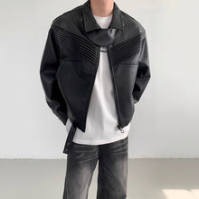 Load image into Gallery viewer, Black Leather Loose-fitting Jacket