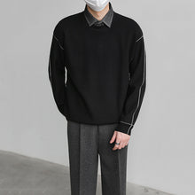 Load image into Gallery viewer, Color-blocked Faux Two-piece Knit Sweater