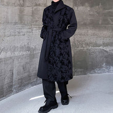 Load image into Gallery viewer, Winter Woolen Jacquard Stitching Stand Collar Trench Coat